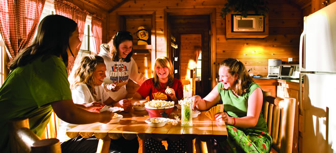 Photo of people in a cabin on a Weekend Getaway