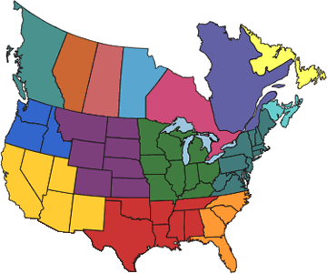 US and Canada Map of Vacation Ideas